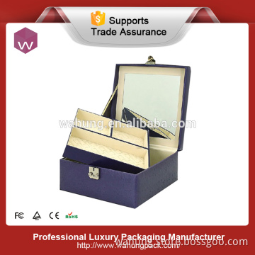 Luxury custom logo printed leather jewerly box with tray (WH-0253)